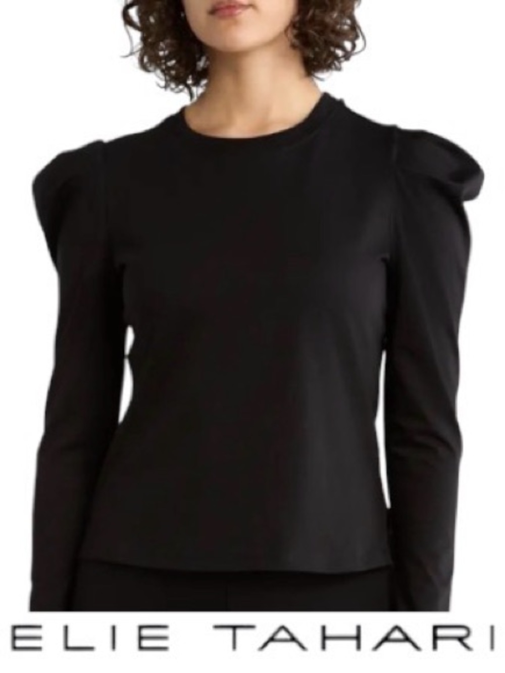 XL Elie Tahari Pleated Shoulder Top in Black, New With Tags